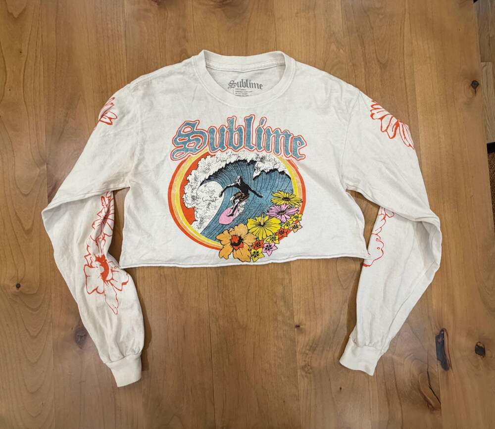 Sublime Graphic Print Long Sleeve Cropped T-Shirt Small